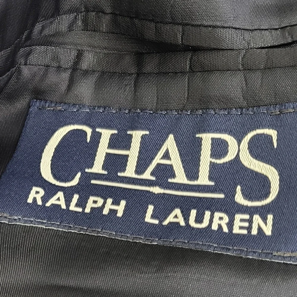Chaps Ralph Lauren Blazer 100% Wool Gold Button Mens 40 L Sport Coat Jacket Blue